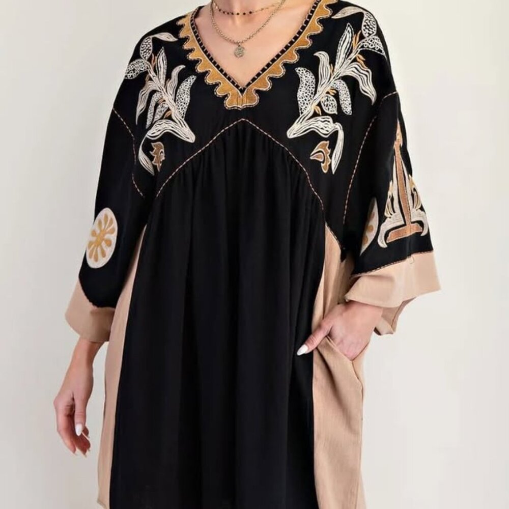 EASEL Golden Hour Babydoll Dress in Black - Picture 12 of 16